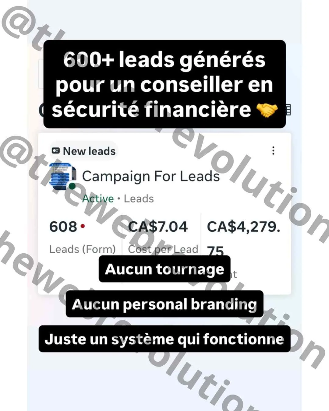 Résultat client The Web Revolution, capture de campagne
