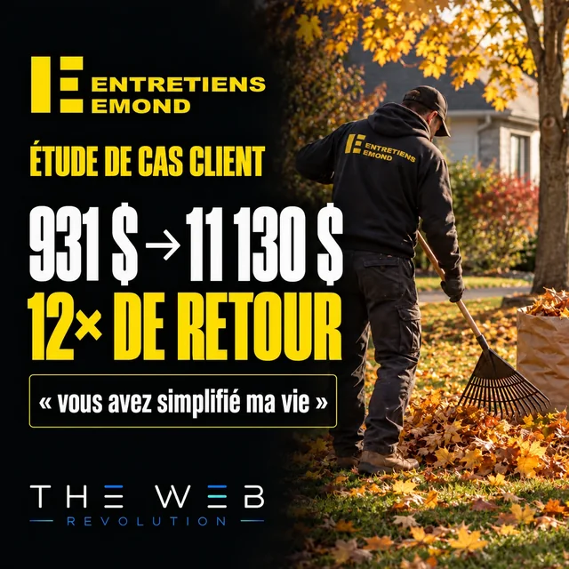 Entretiens Emond · 931 $ → 11 130 $; 12× de retour. Témoignage : « vous avez simplifié ma vie ».