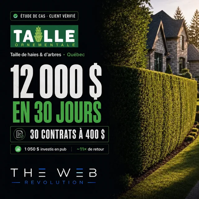 Taille Ornementale · 1 050 $ investis → 12 000 $ en 30 jours; 30 contrats de 400 $; environ 11× de retour.